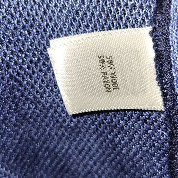 St. John’s Draped Waterfall Open Cardigan Blue White Stripe Knit Wool Blend M - Picture 6 of 11